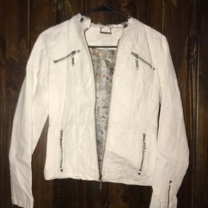 LIKE NEW girls white faux leather jacket